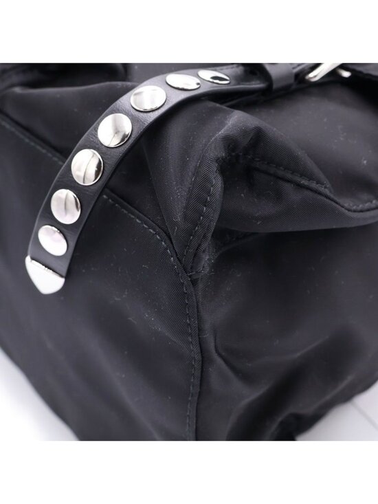 Prada Studded Tessuto Nylon Silver Backpack Black main image 6